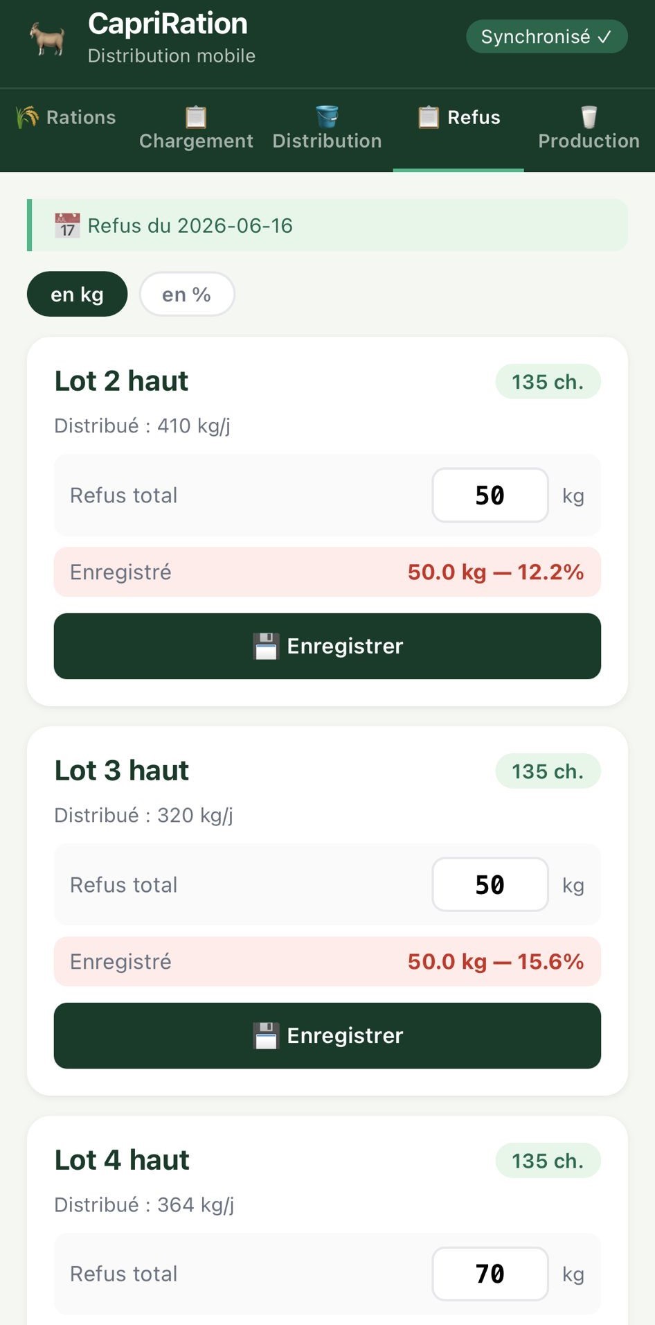 capriRation — Multi-lots